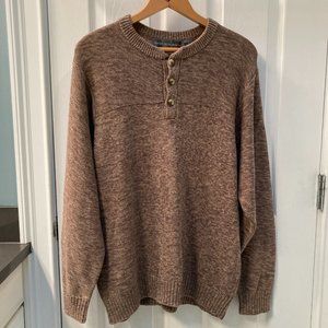 Oscar De La Renta Men's Cotton 3 button long sleeve crew neck sweater Medium